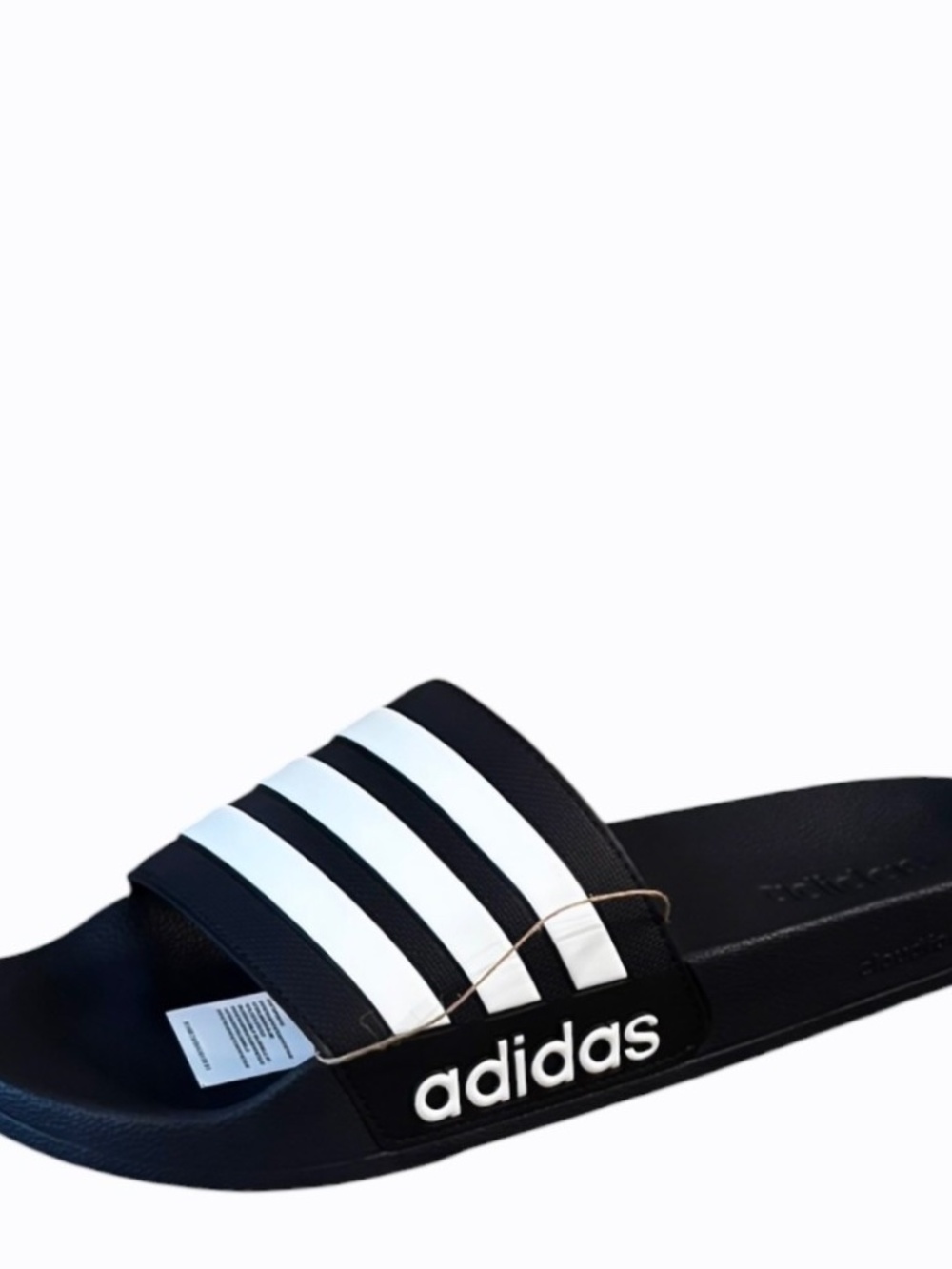 Adidas Adilette Mens Black White Stripe Shower Slides Size 15 Sandals